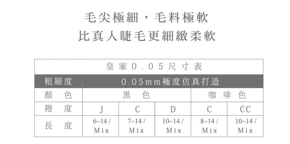 Jovisa 皇家0.05 黑色/焦糖咖啡色睫毛